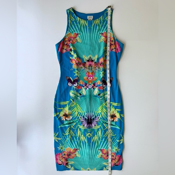 Cache Stretch Tropical Sleeveless Multicolor Sheath Dress Size S - Picture 5 of 8